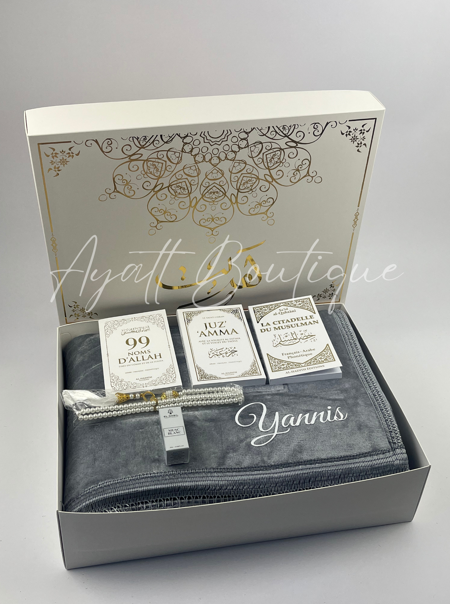 COFFRET KHADIJA GRIS-BLANC