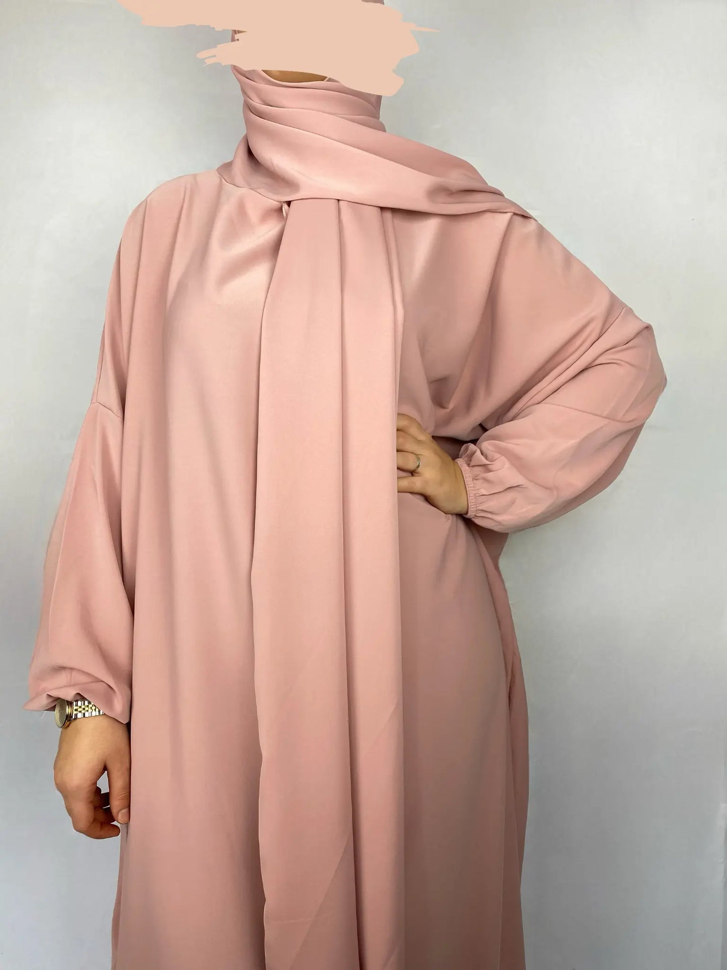 ABAYA SOIE DE MEDINE HIJAB INTEGRE ROSE Ayattboutique