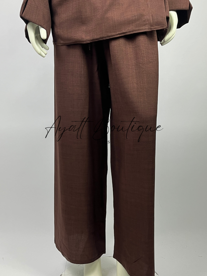 ABAYA 2 PIECES NAWEL MARRON (PANTALON)