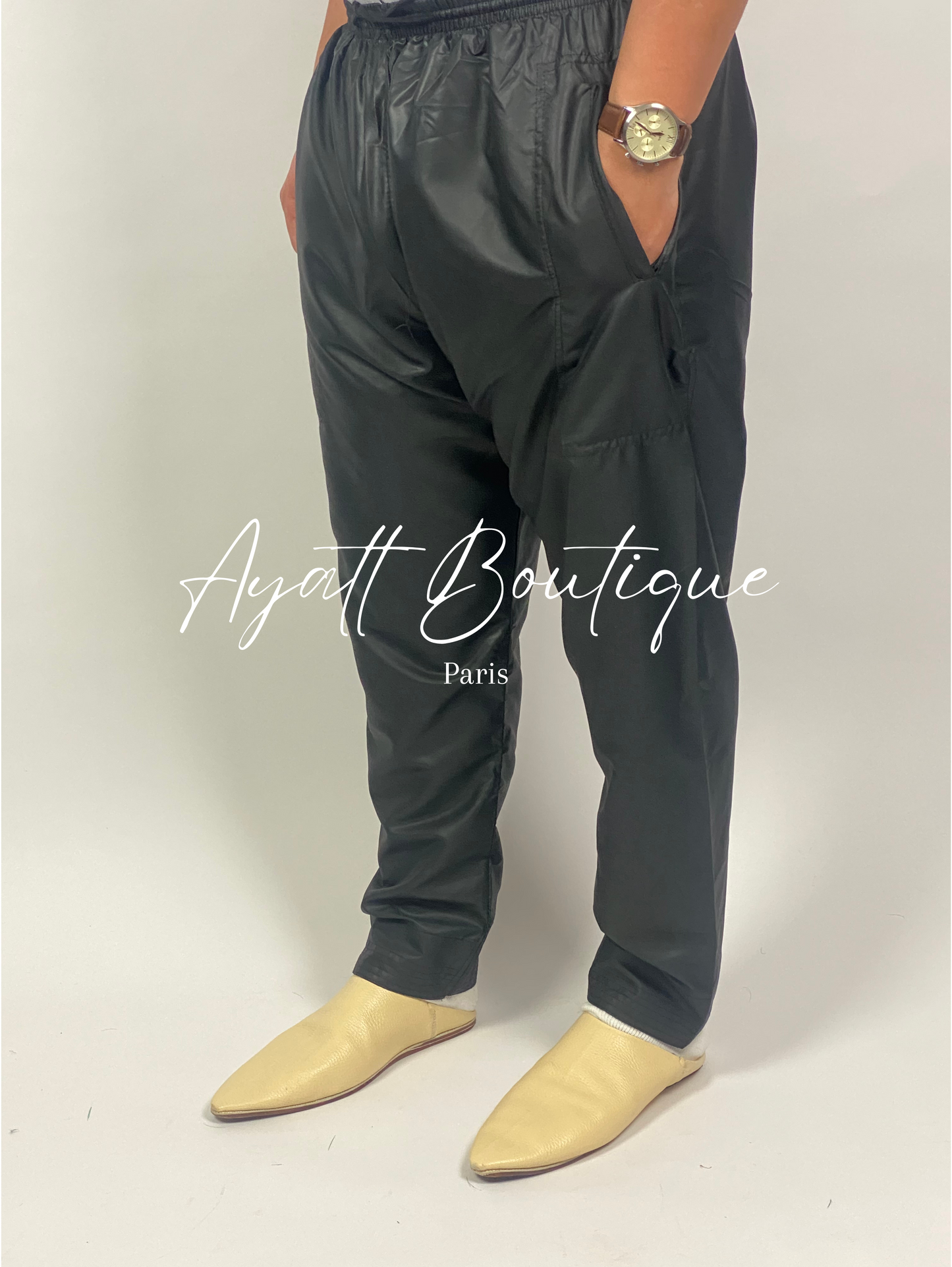 QAMIS KARIM NOIR (AVEC PANTALON) Ayattboutique