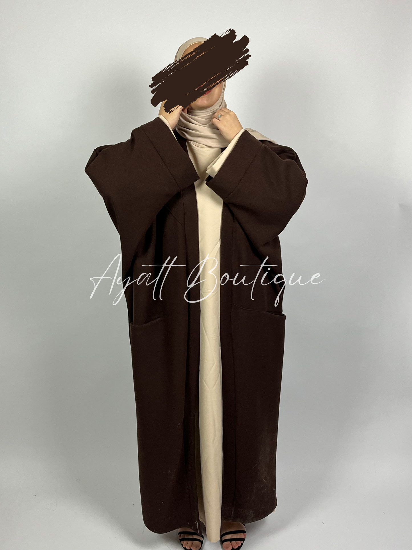 Long manteau Abaya Assia marron