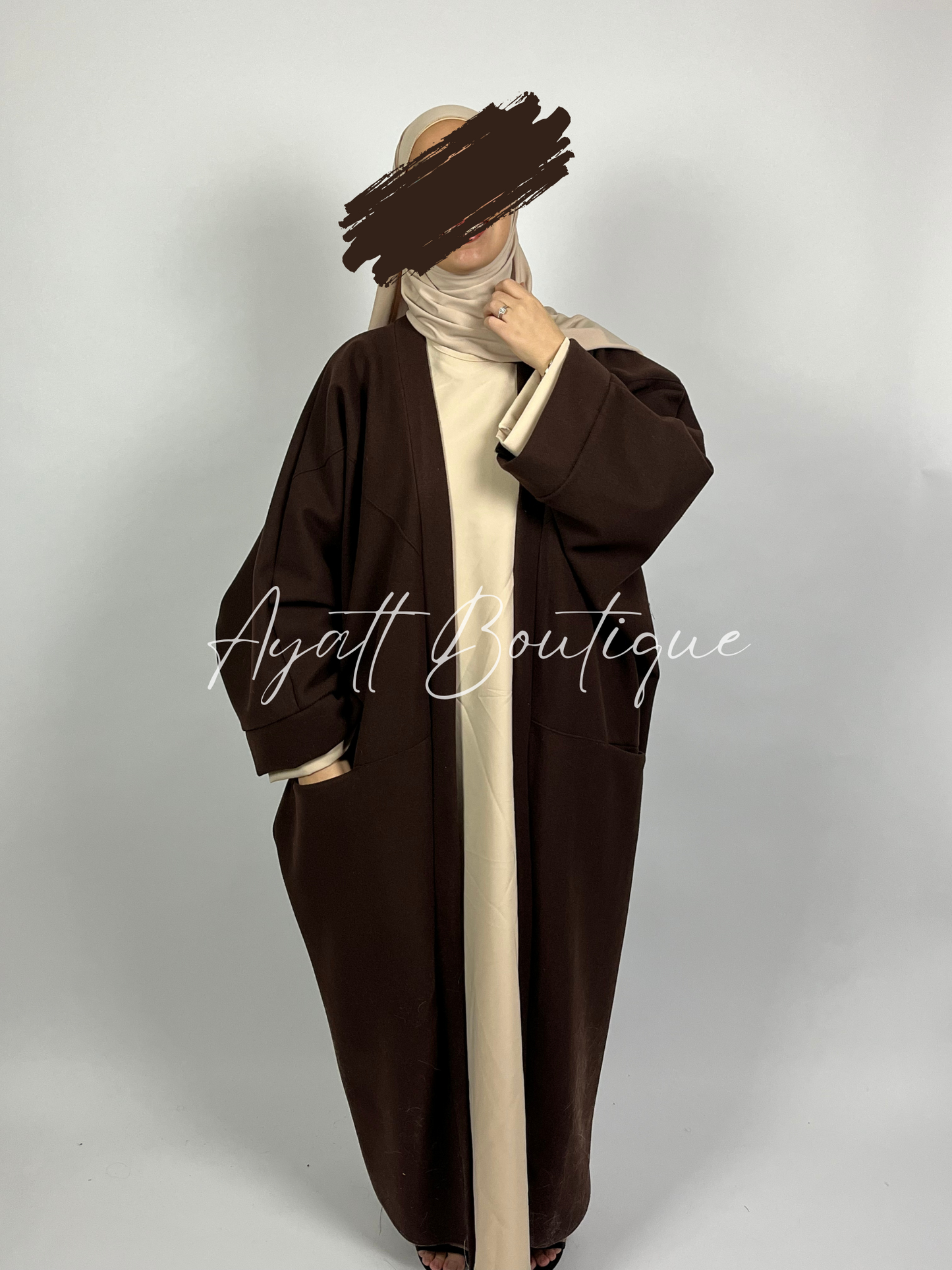 Long manteau Abaya Assia marron