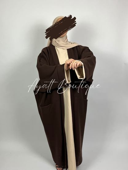 Long manteau Abaya Assia marron