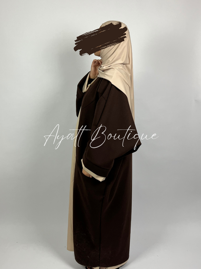 Long manteau Abaya Assia marron