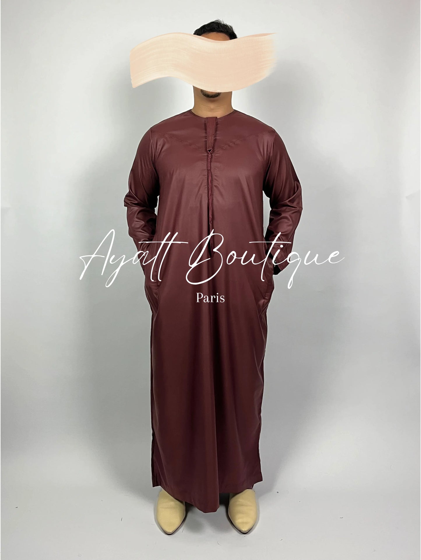 QAMIS KARIM BORDEAUX (AVEC PANTALON) Ayattboutique