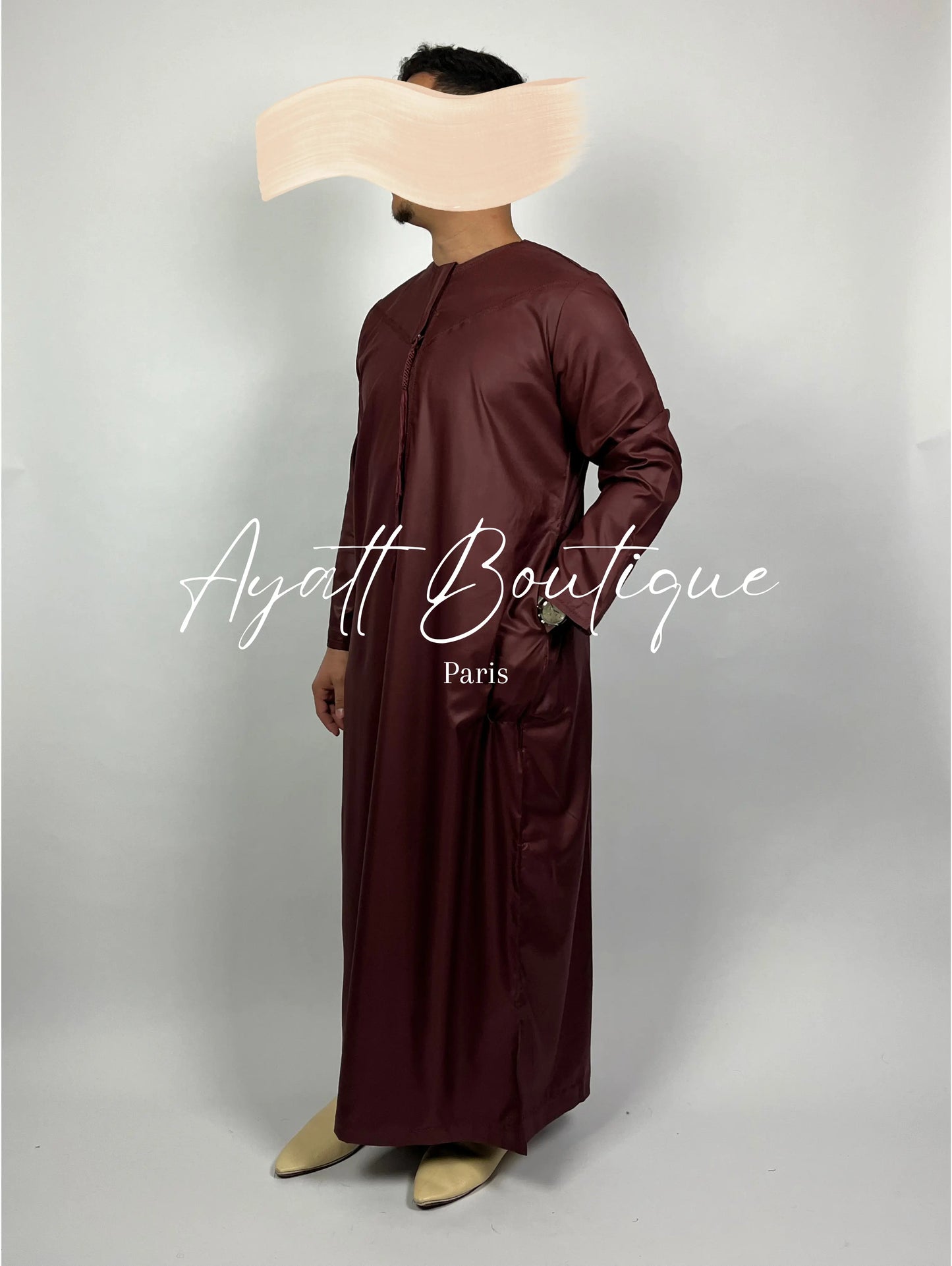 QAMIS KARIM BORDEAUX (AVEC PANTALON) Ayattboutique