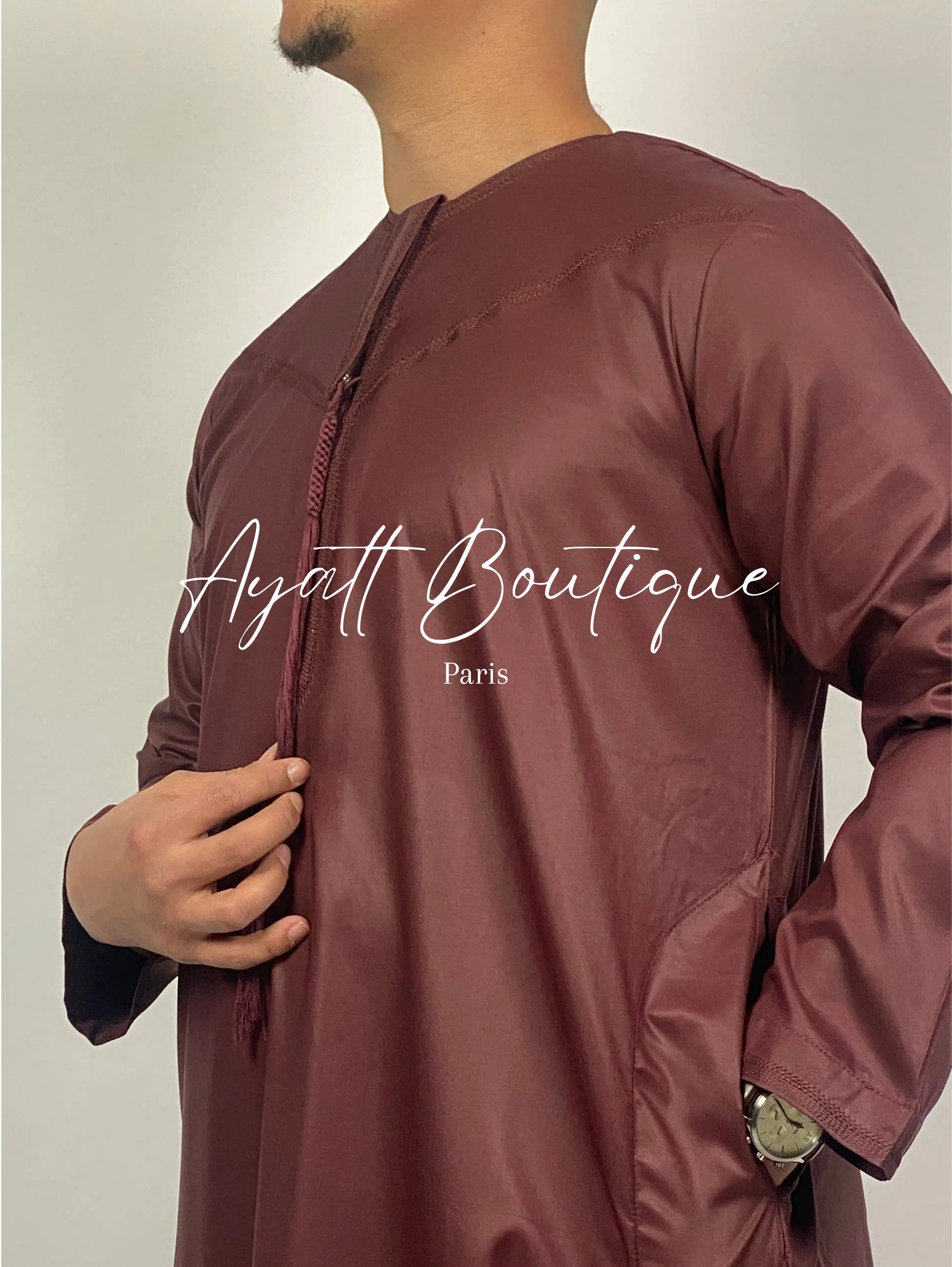 QAMIS KARIM BORDEAUX (AVEC PANTALON) Ayattboutique