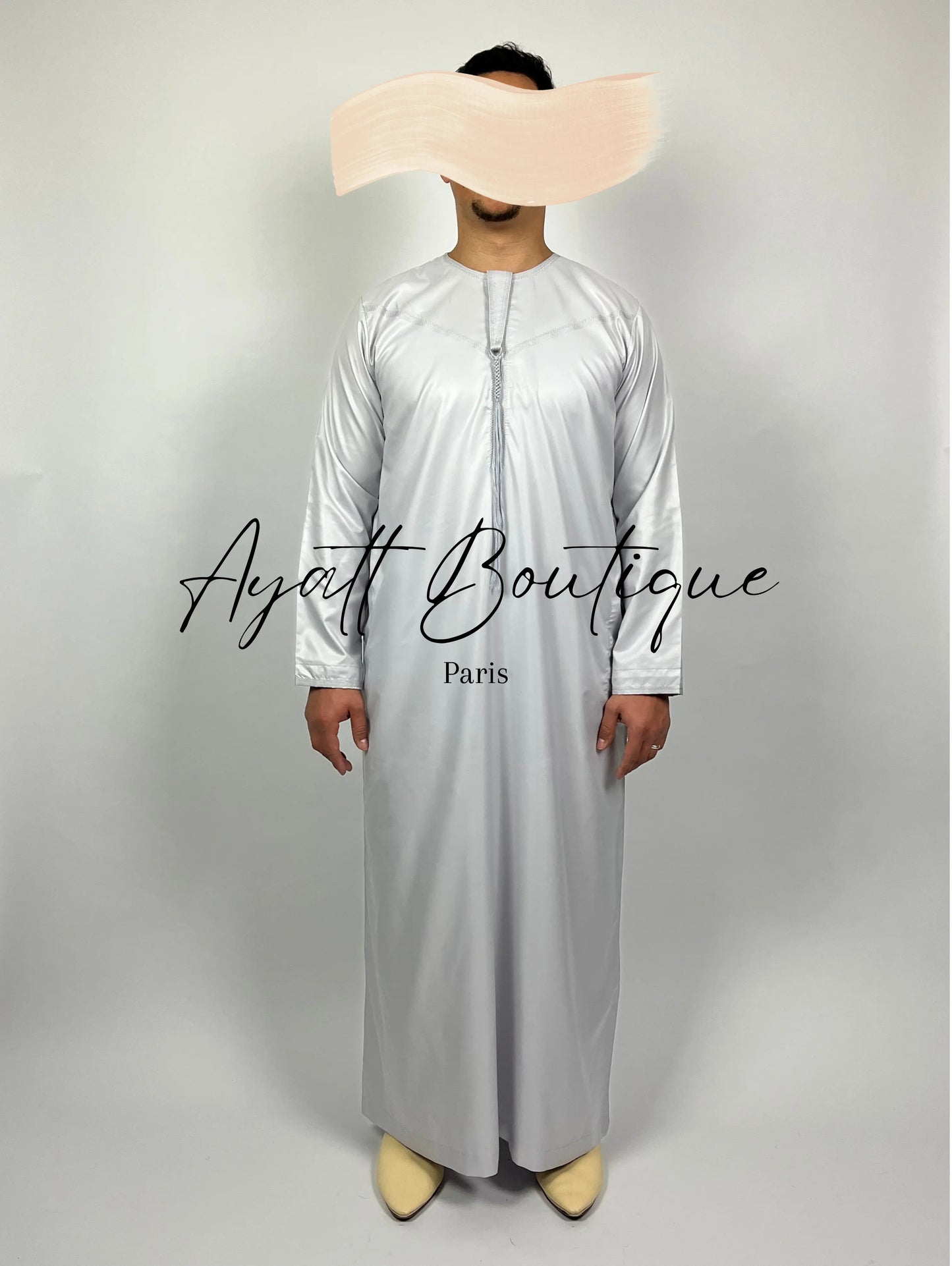 QAMIS KARIM GRIS (AVEC PANTALON) Ayattboutique