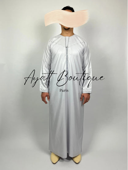 QAMIS KARIM GRIS (AVEC PANTALON) Ayattboutique