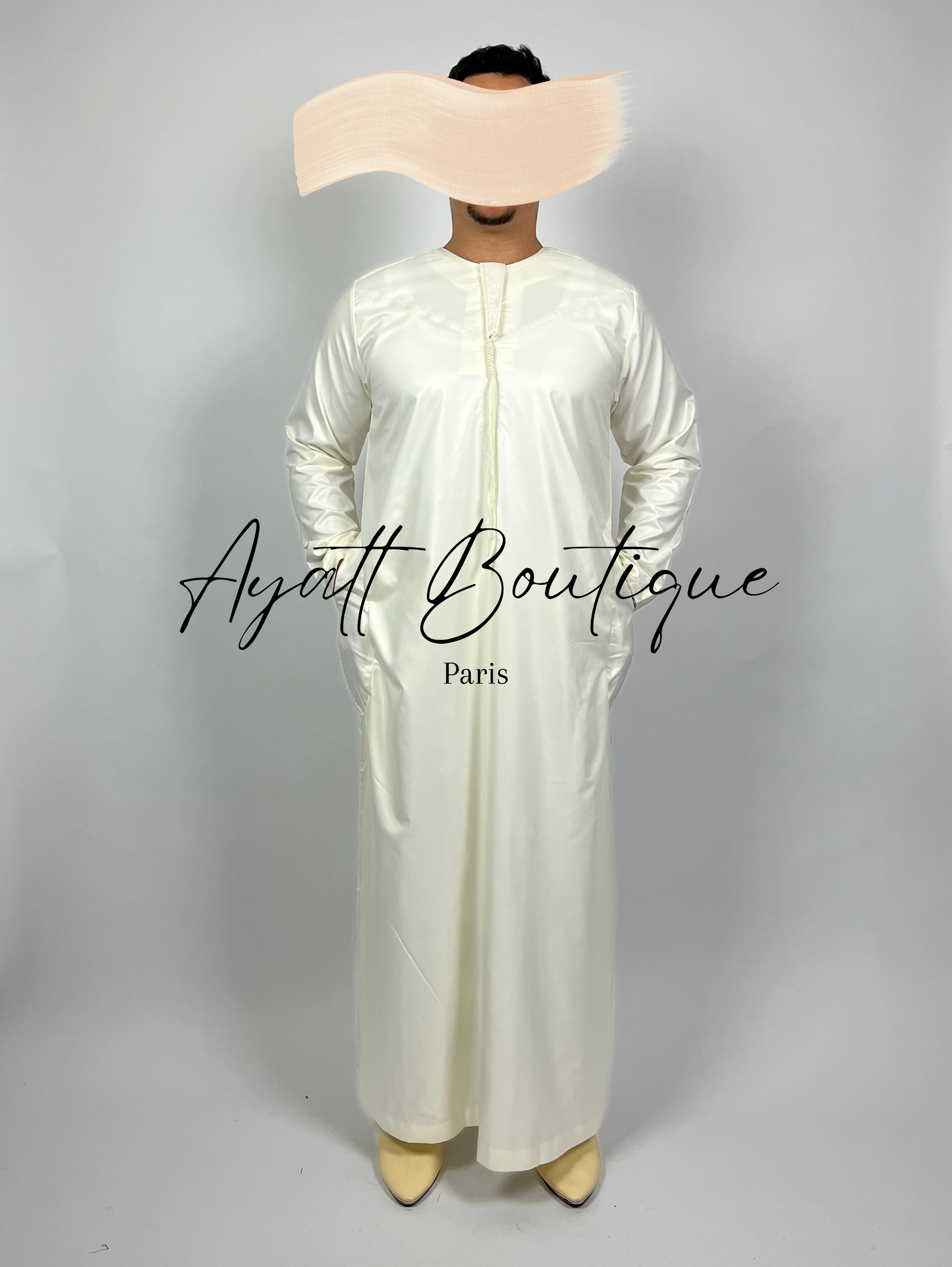 QAMIS KARIM CREME (AVEC PANTALON) Ayattboutique