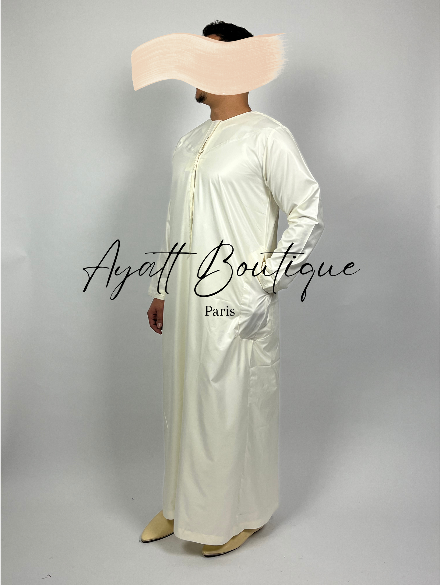 QAMIS KARIM CREME (AVEC PANTALON) Ayattboutique