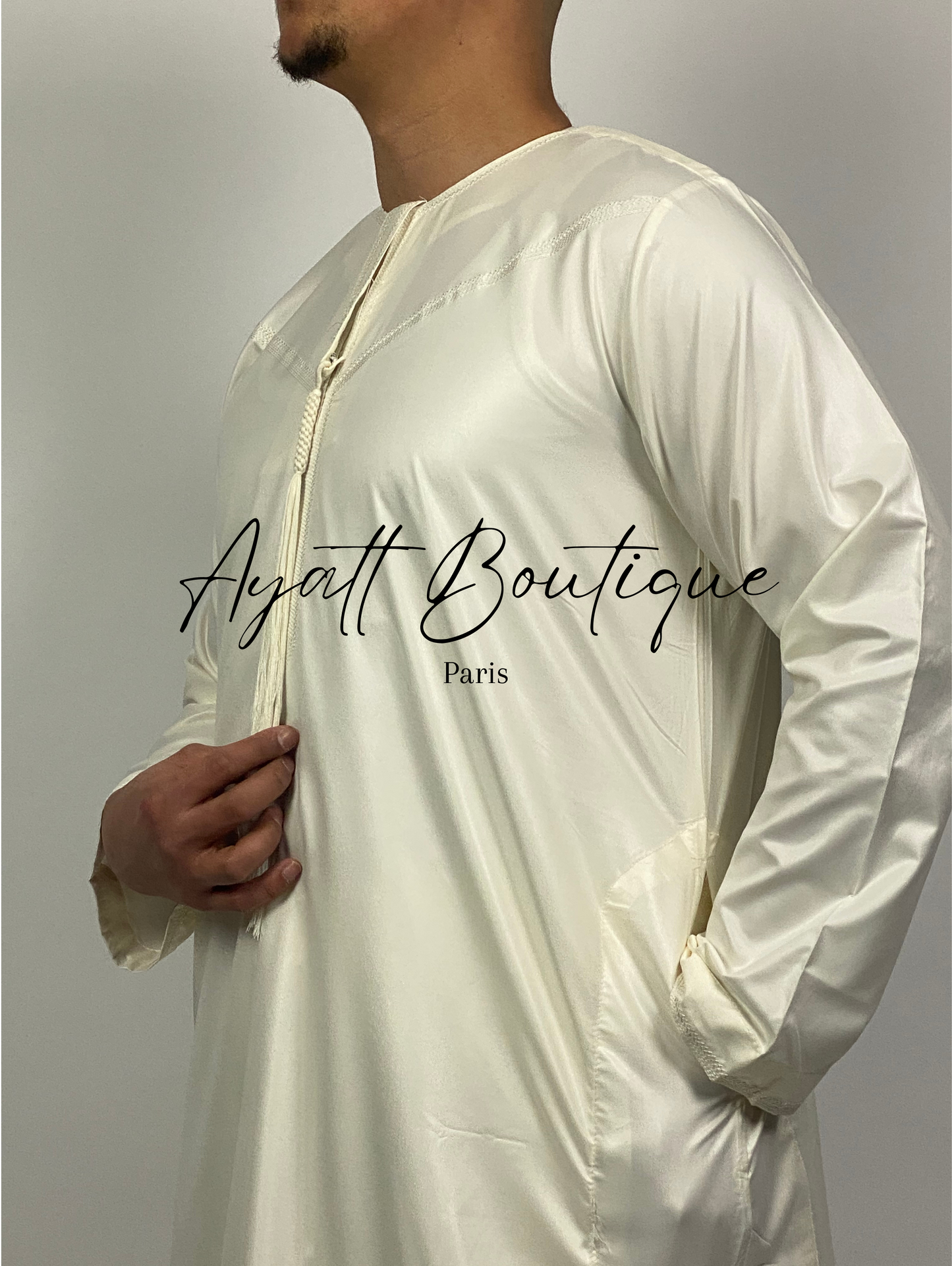 QAMIS KARIM CREME (AVEC PANTALON) Ayattboutique