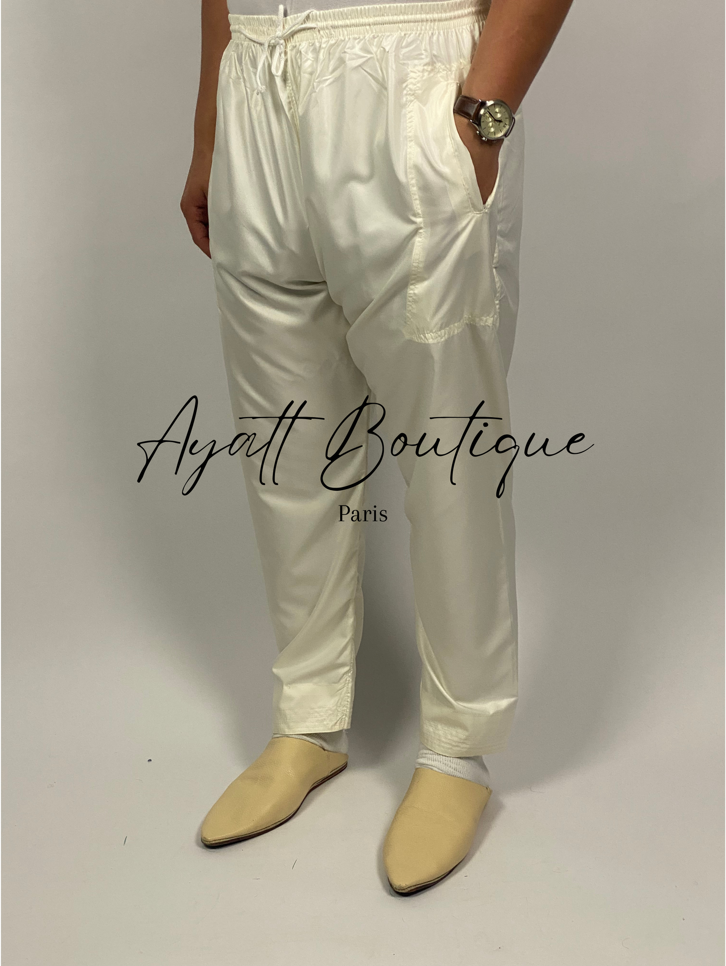 QAMIS KARIM CREME (AVEC PANTALON) Ayattboutique