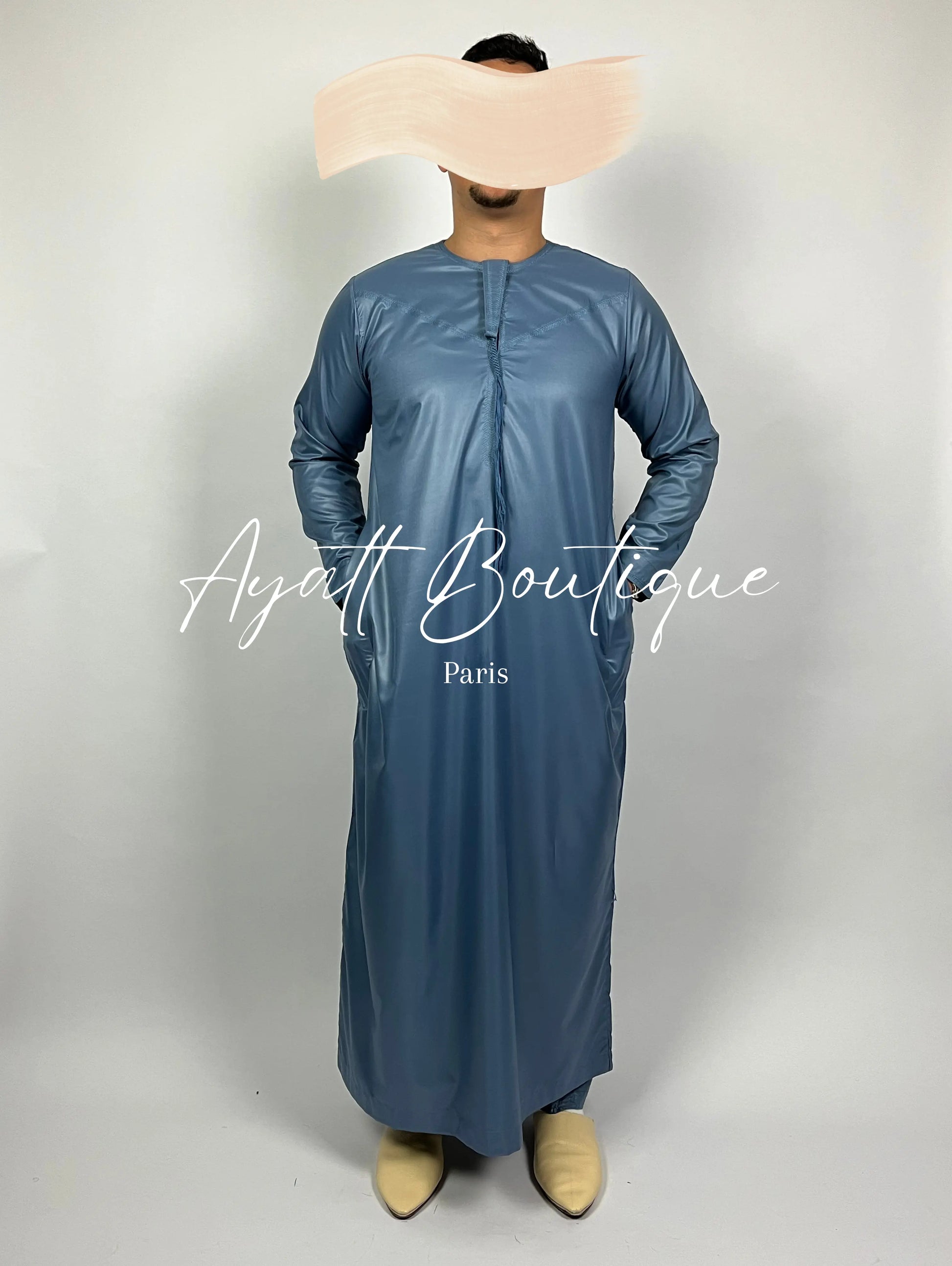 QAMIS KARIM BLEU (AVEC PANTALON) Ayattboutique