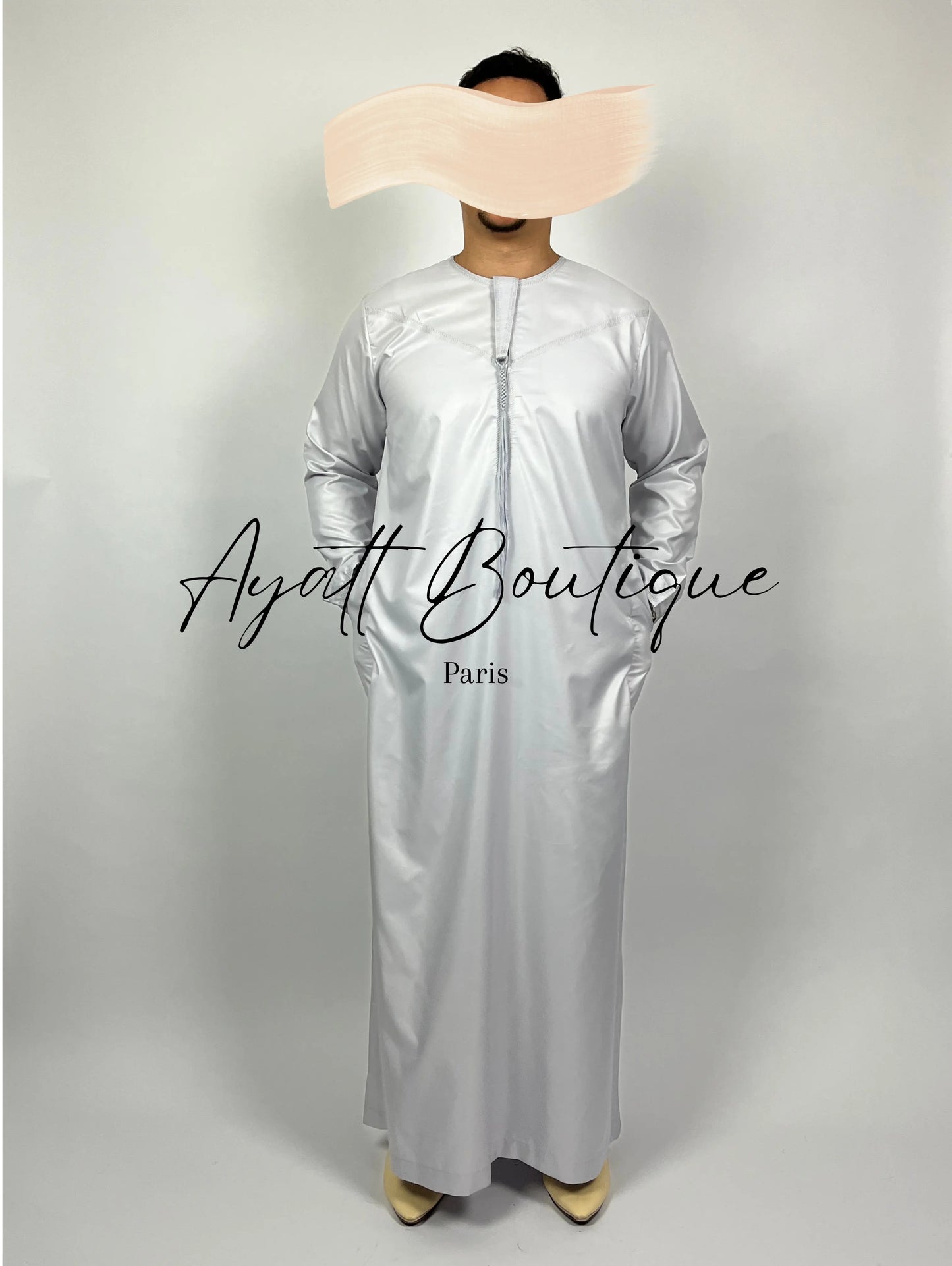 QAMIS KARIM GRIS (AVEC PANTALON) Ayattboutique