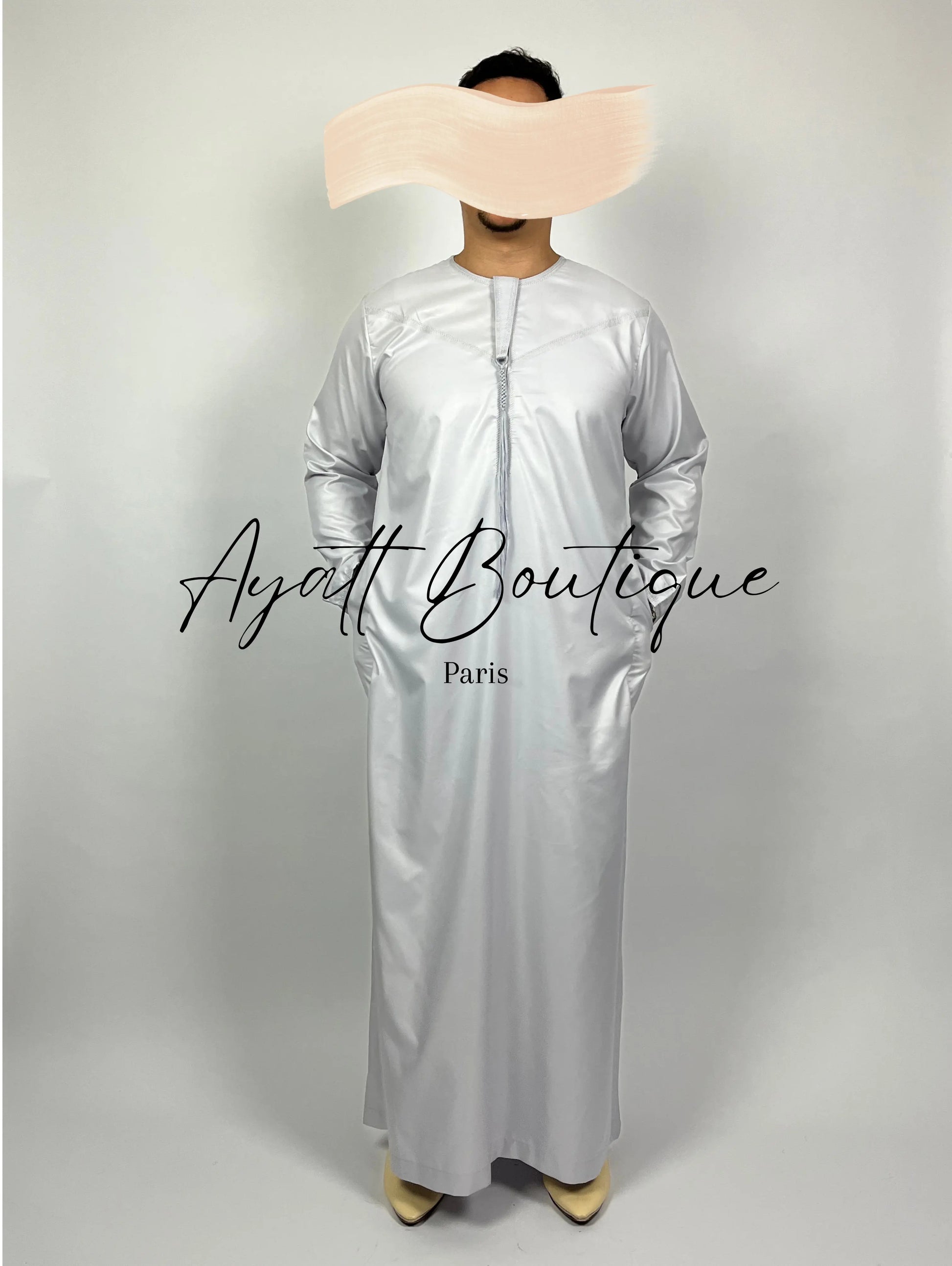 QAMIS KARIM GRIS (AVEC PANTALON) Ayattboutique