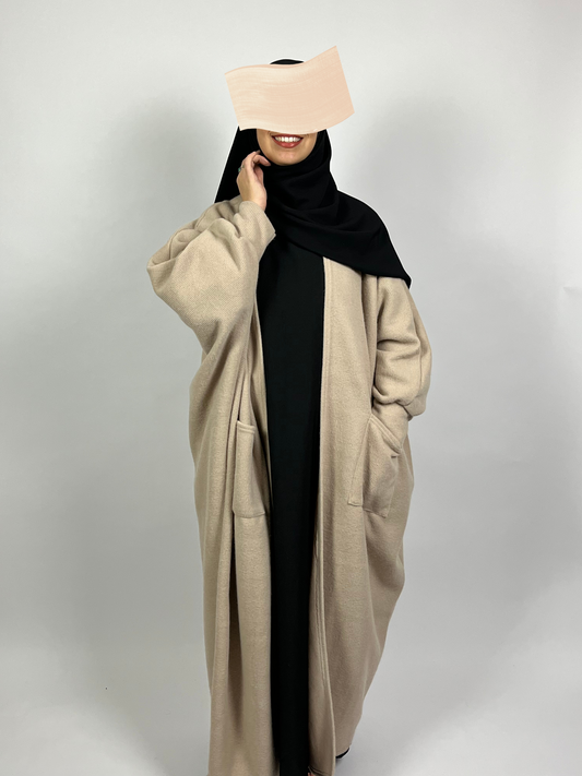 Abaya gilet Leïla beige Ayattboutique