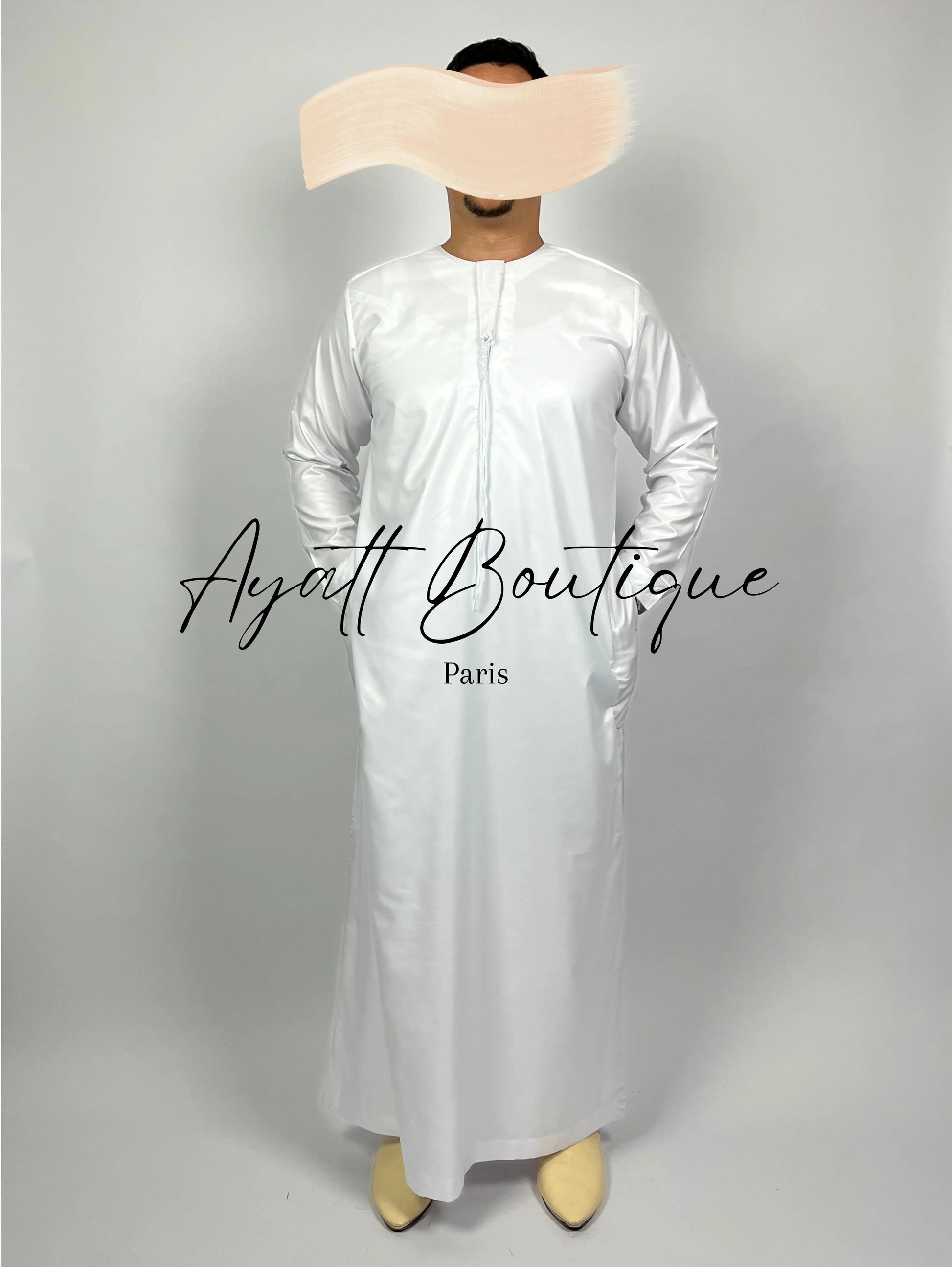 QAMIS KARIM BLANC (AVEC PANTALON) Ayattboutique