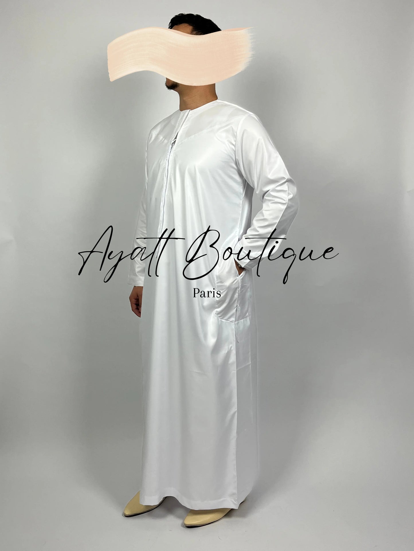 QAMIS KARIM BLANC (AVEC PANTALON) Ayattboutique