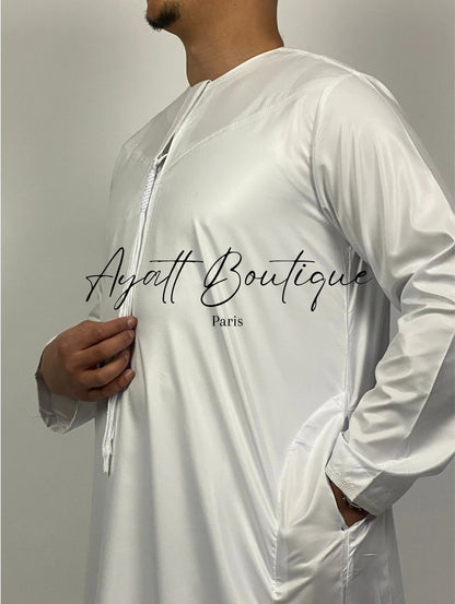 QAMIS KARIM BLANC (AVEC PANTALON) Ayattboutique