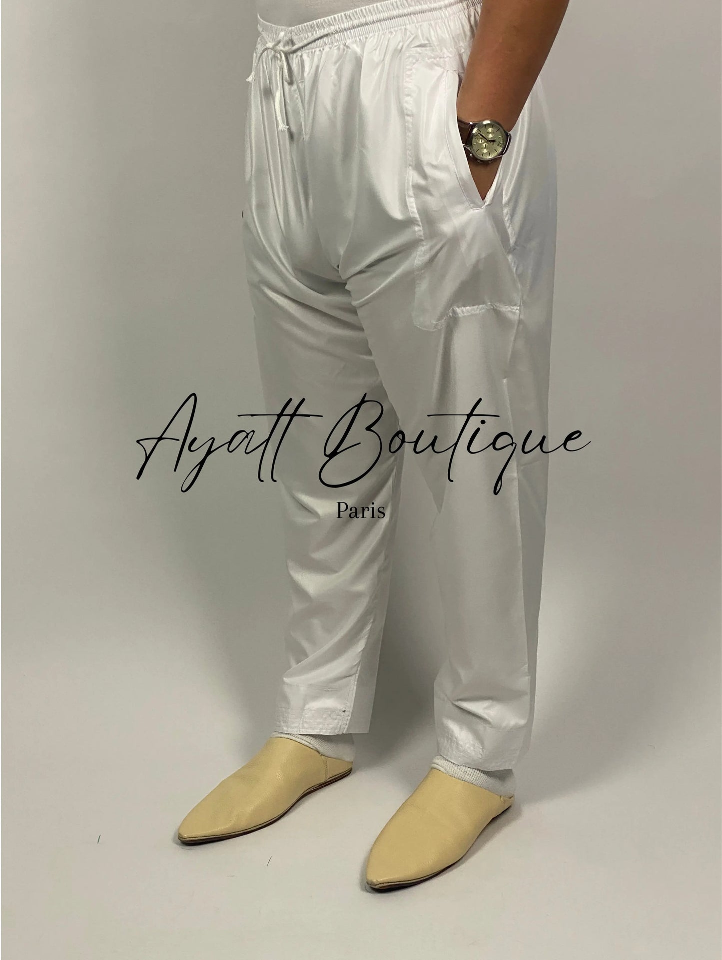 QAMIS KARIM BLANC (AVEC PANTALON) Ayattboutique