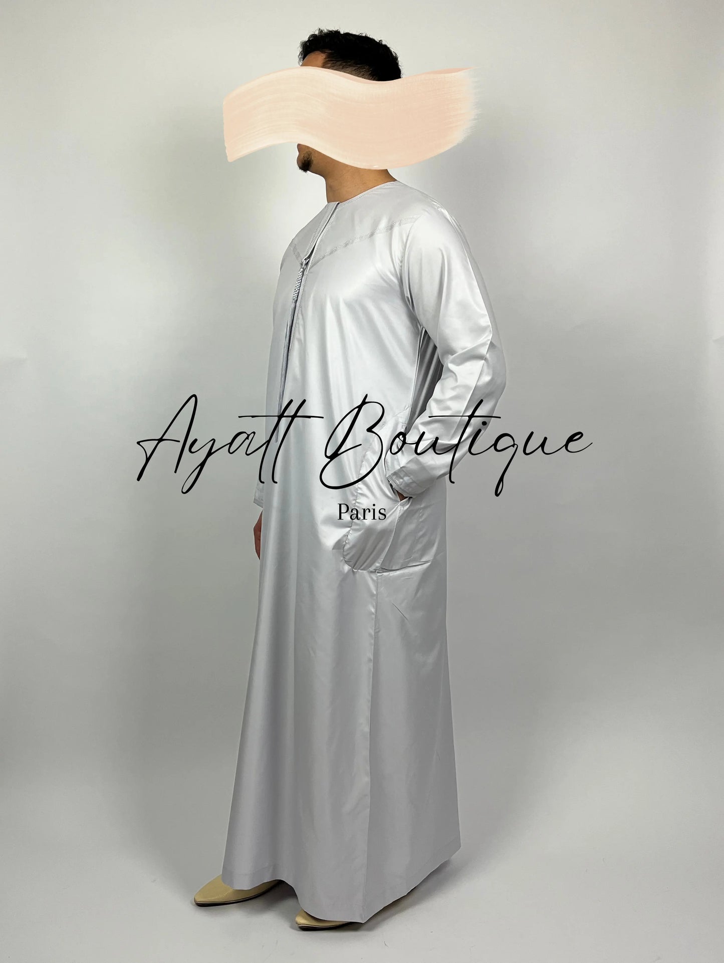 QAMIS KARIM GRIS (AVEC PANTALON) Ayattboutique