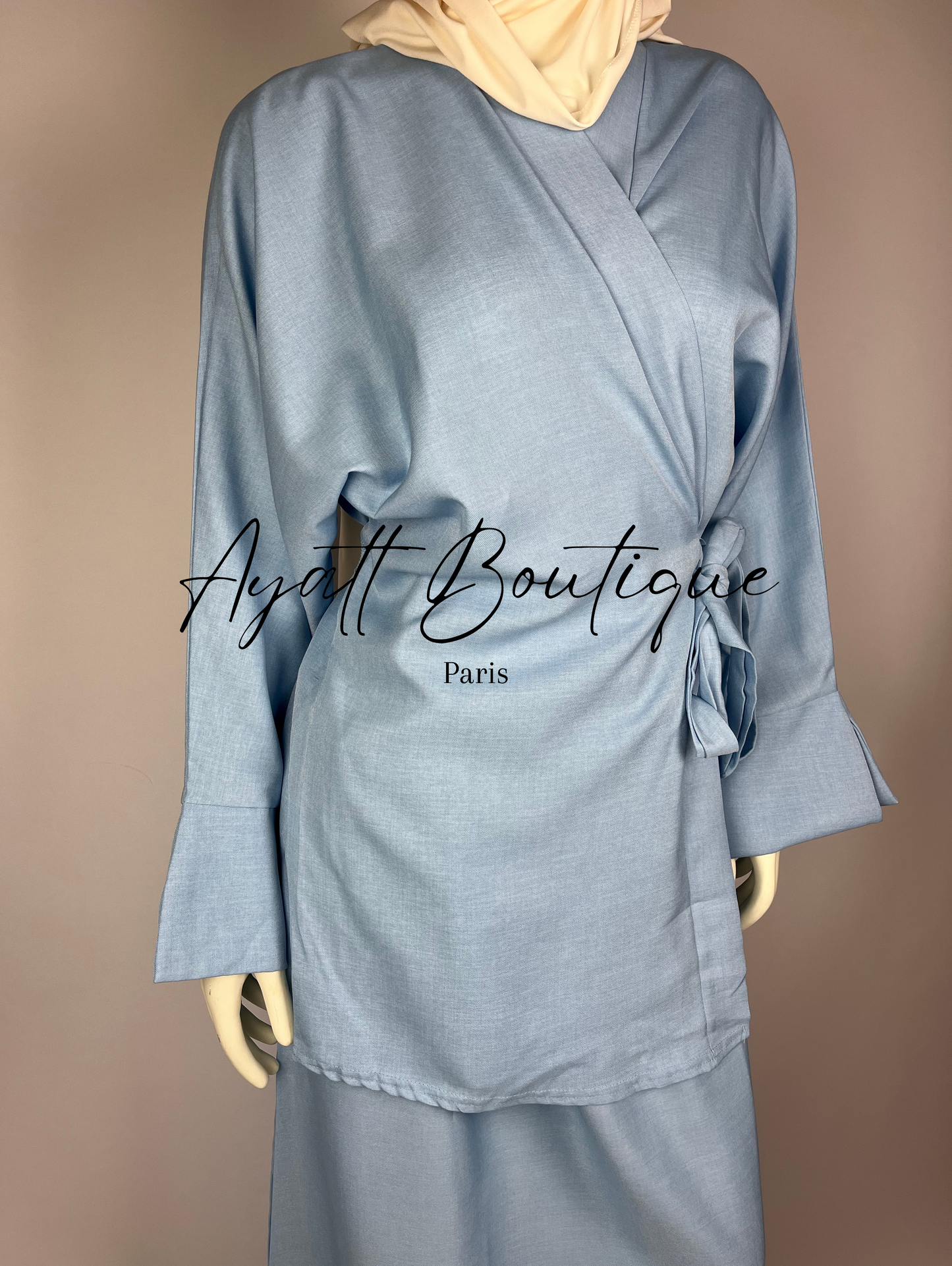 Abaya Bleu Clair - Abaya 2 Pièces - Ayattboutique