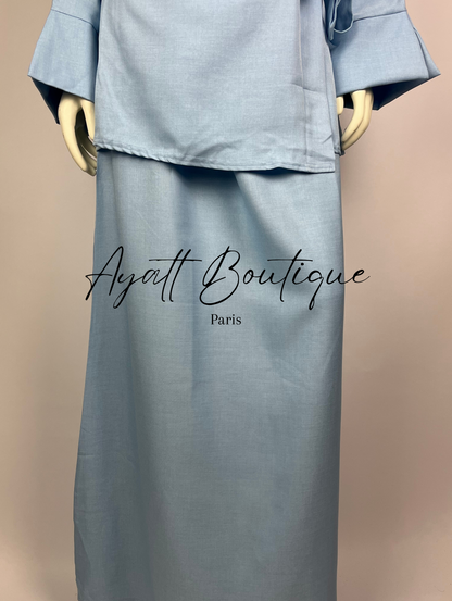 ABAYA 2 PIECES LINA BLEU CIEL