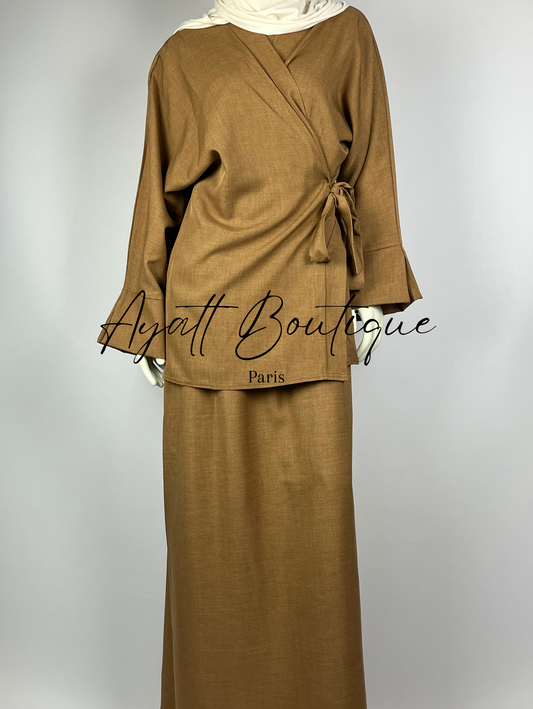 ABAYA 2 PIECES LINA CARAMEL