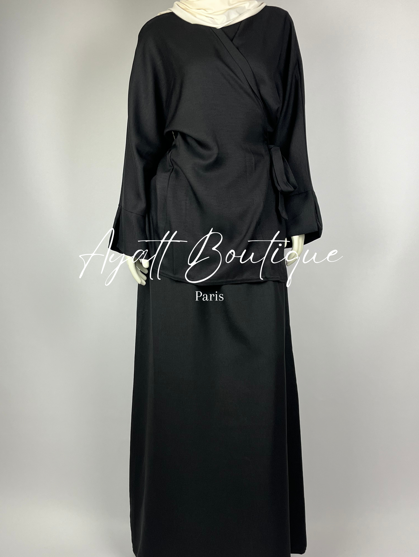 Abaya Noire Élégante - Abaya 2 Pièces - Ayattboutique