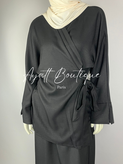 Abaya Noire Élégante - Abaya 2 Pièces - Ayattboutique