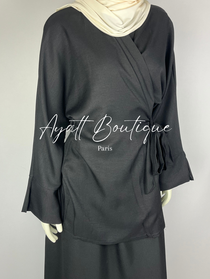 Abaya Noire Élégante - Abaya 2 Pièces - Ayattboutique