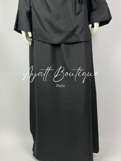 Abaya Noire Élégante - Abaya 2 Pièces - Ayattboutique