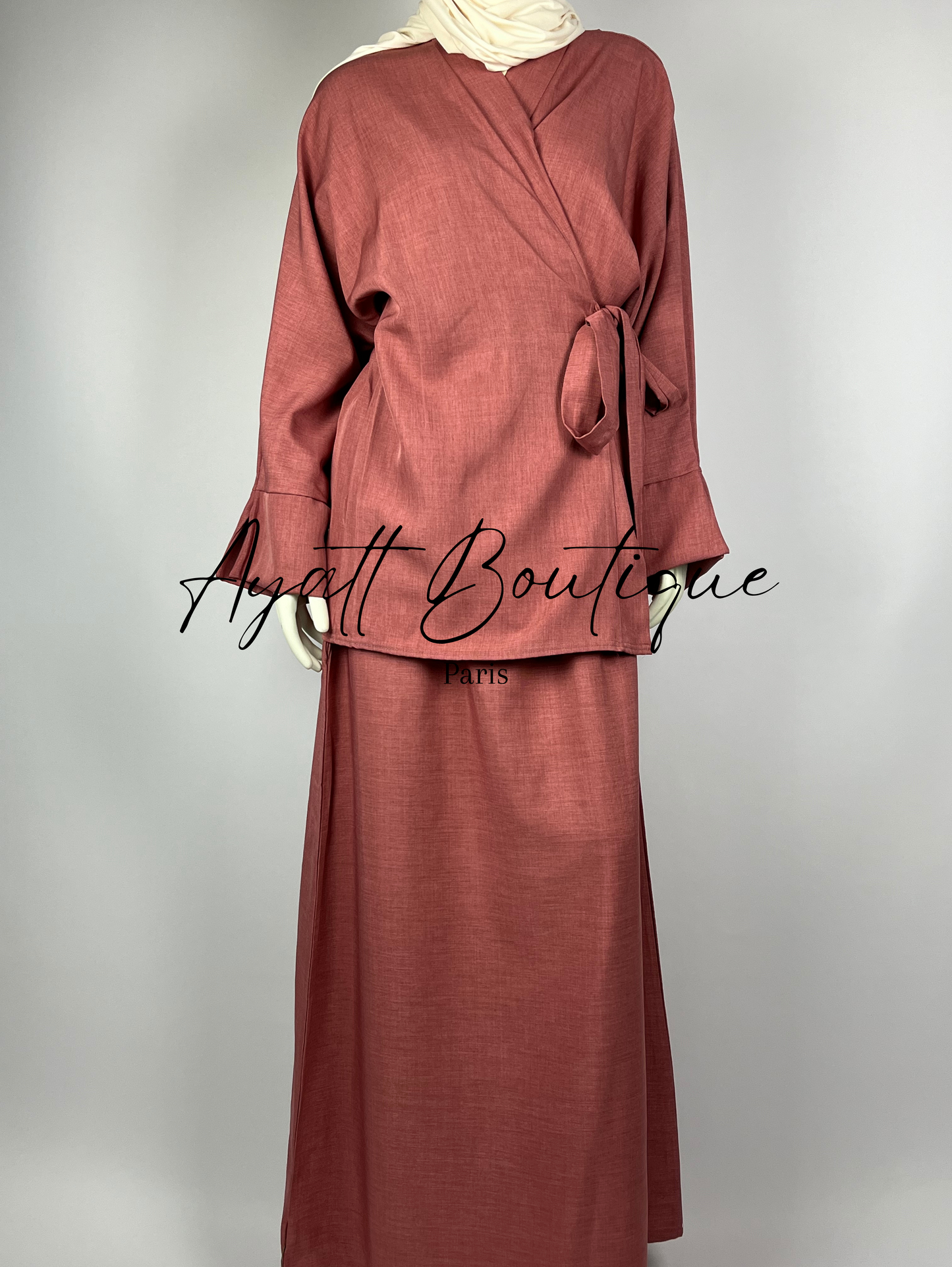 Abaya Rose Élégante - Abaya 2 Pièces - Ayattboutique