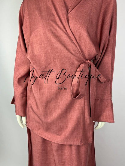 Abaya Rose Élégante - Abaya 2 Pièces - Ayattboutique