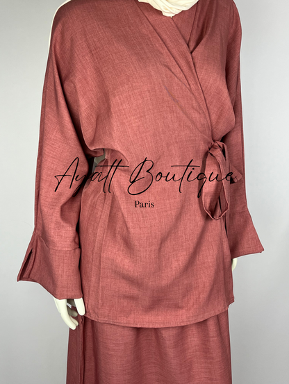 Abaya Rose Élégante - Abaya 2 Pièces - Ayattboutique