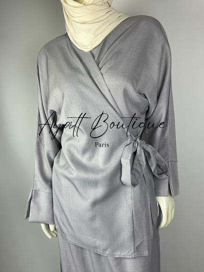 Abaya Gris Clair - Abaya 2 Pièces - Ayattboutique