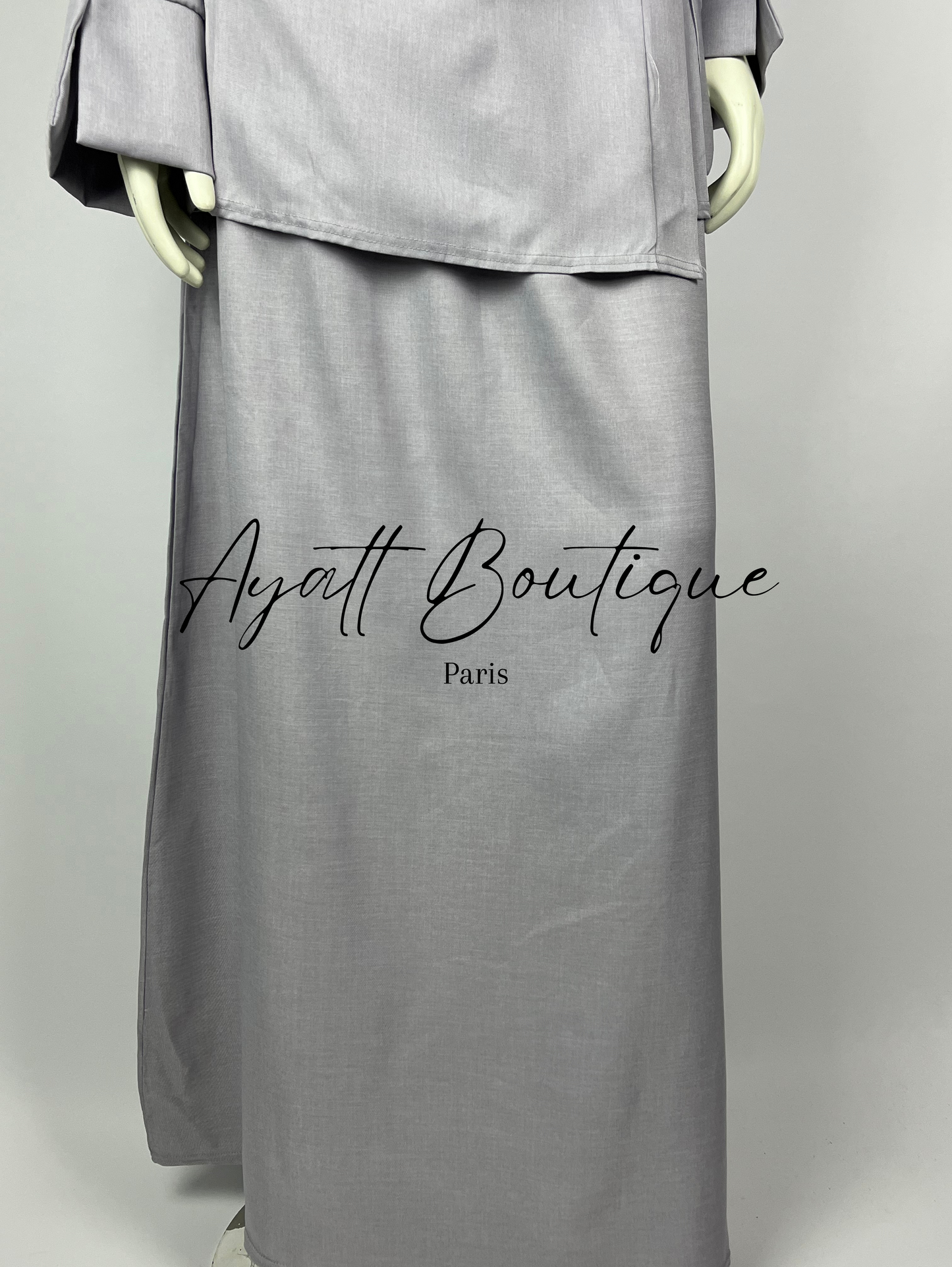 Abaya Gris Clair - Abaya 2 Pièces - Ayattboutique