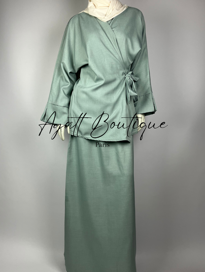 Robe Longue Femme - Abaya Vert D'eau - Ayattboutique