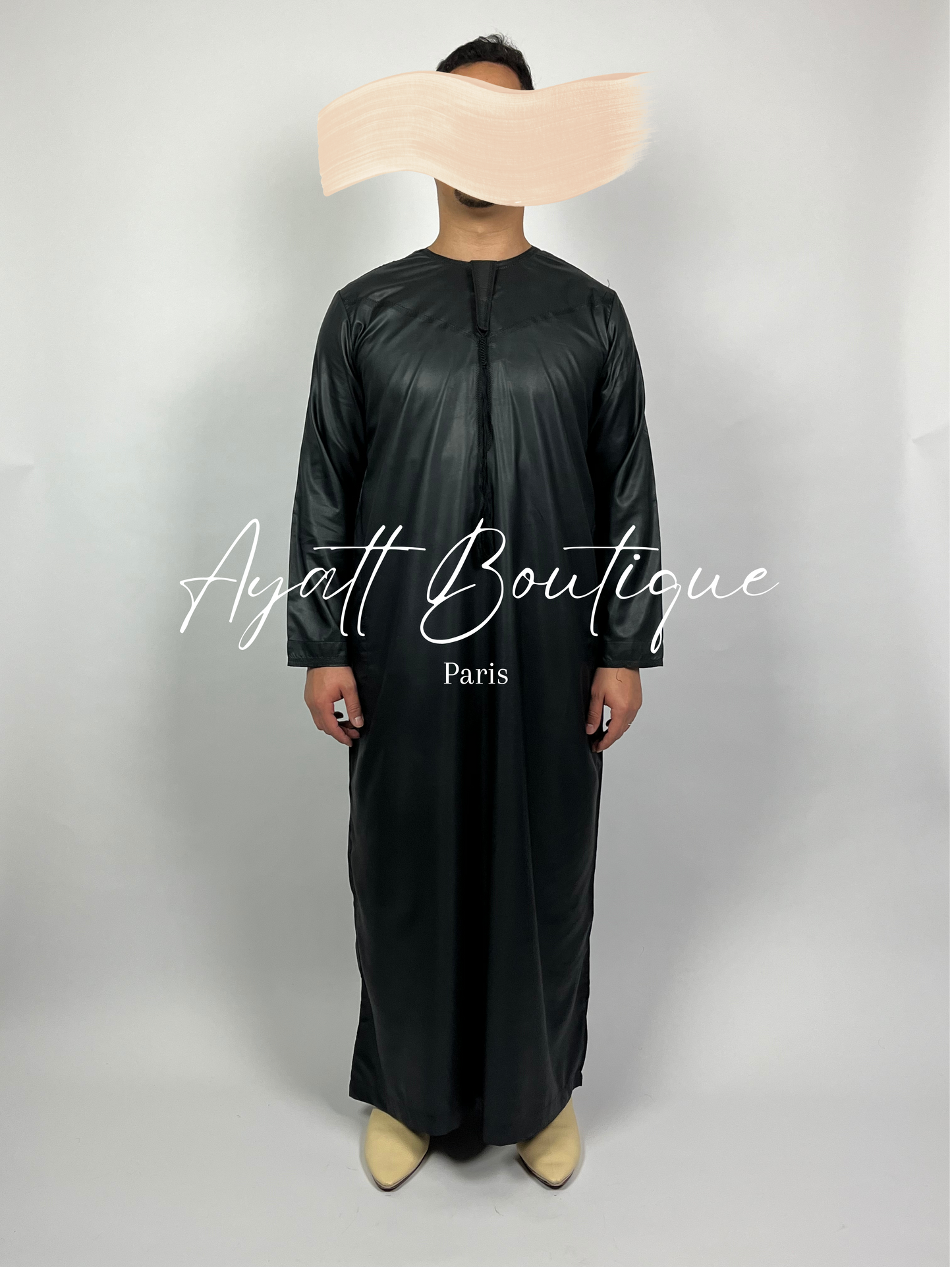 QAMIS KARIM NOIR (AVEC PANTALON) Ayattboutique