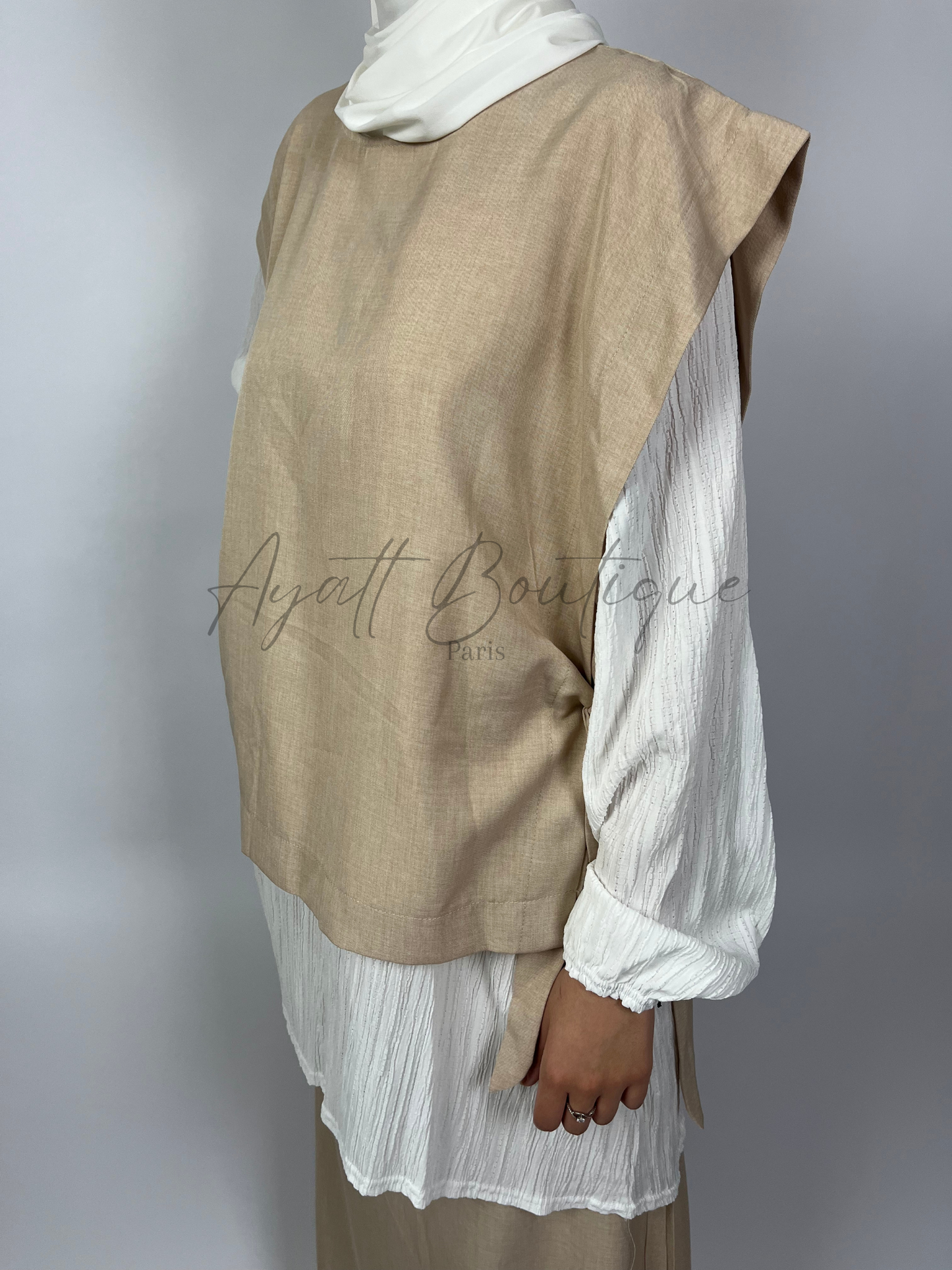 ABAYA 3 PIÈCES YASMINE BEIGE Ayattboutique