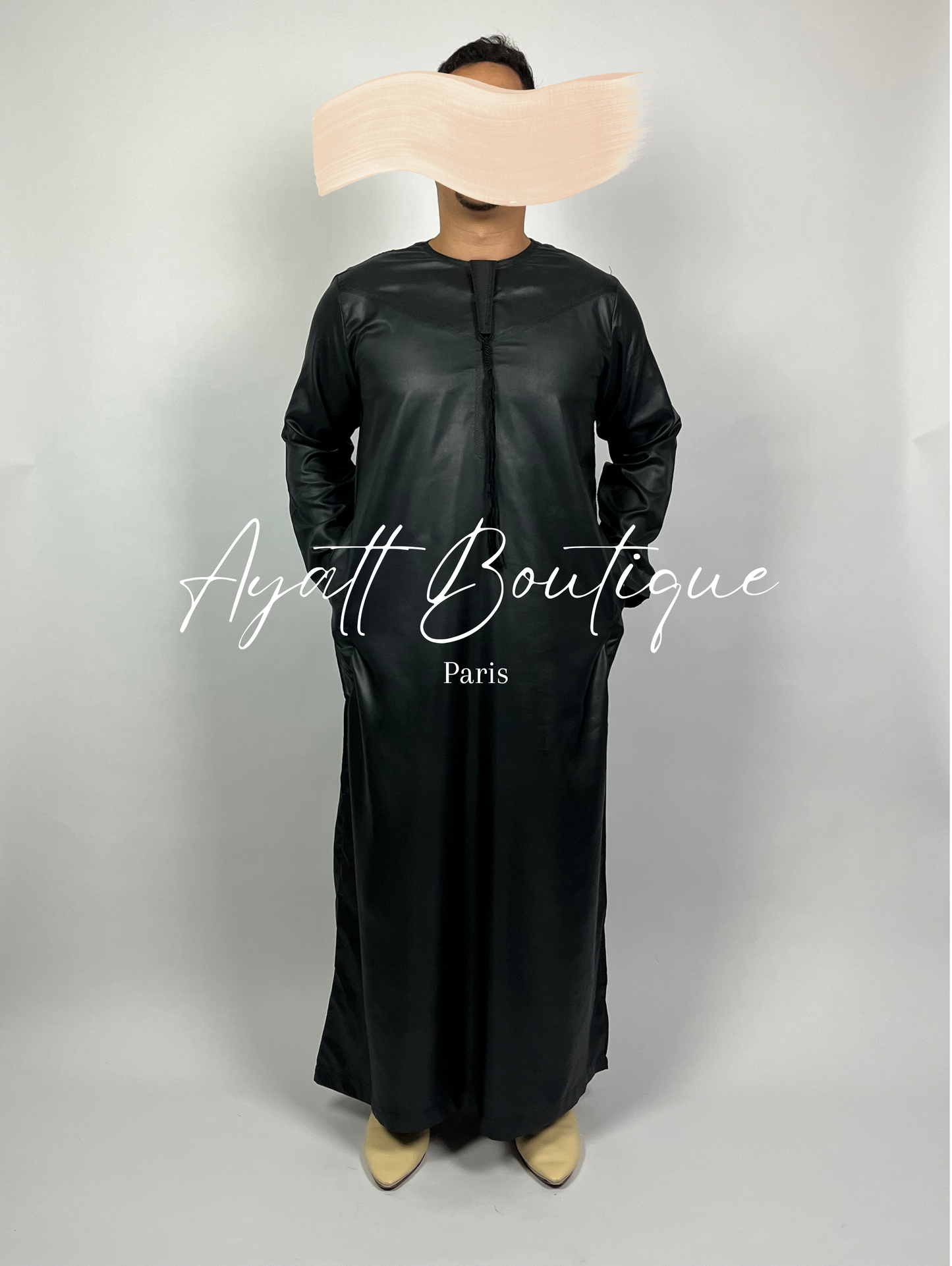 QAMIS KARIM NOIR (AVEC PANTALON) Ayattboutique