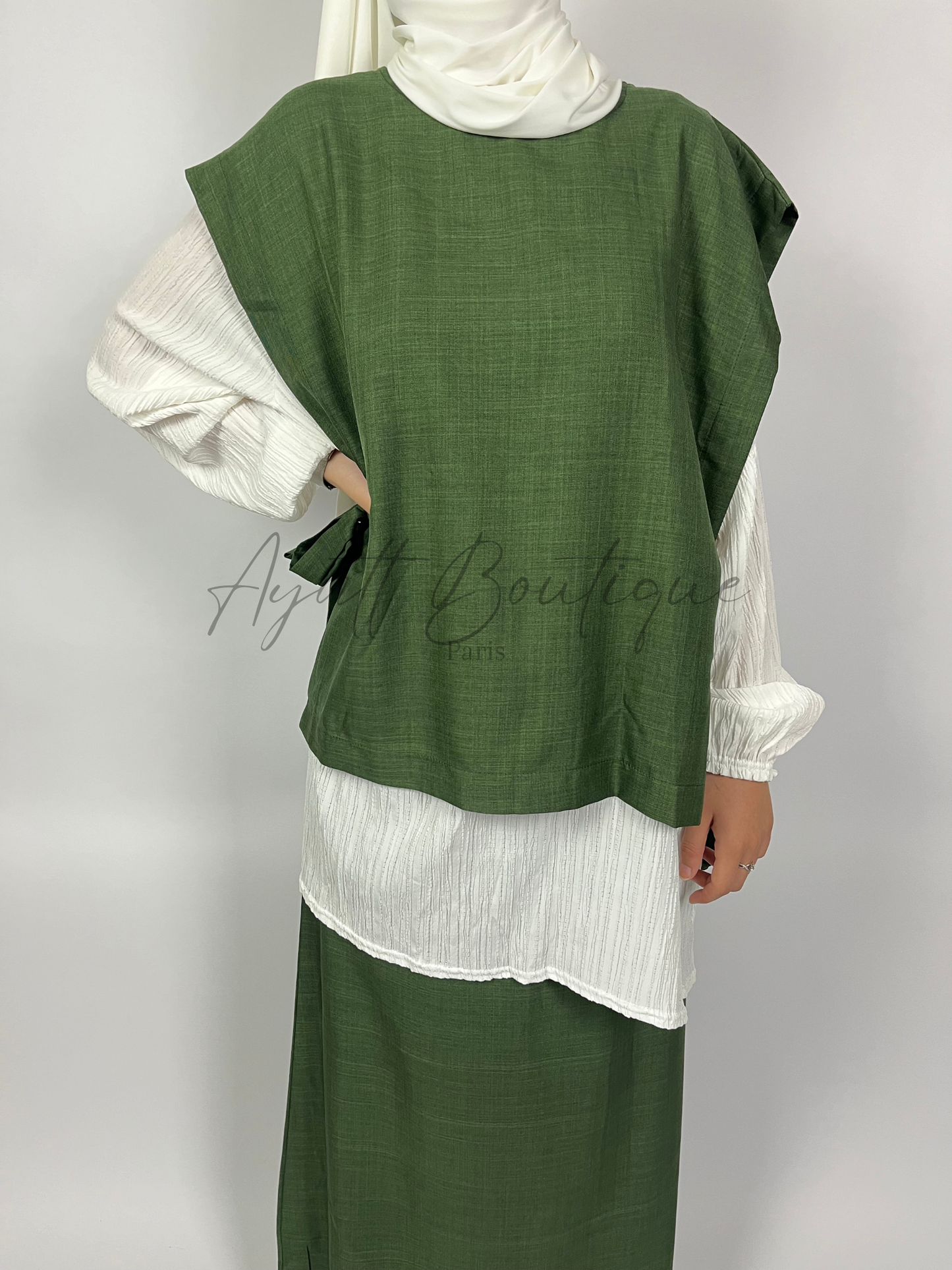 ABAYA 3 PIÈCES YASMINE VERT