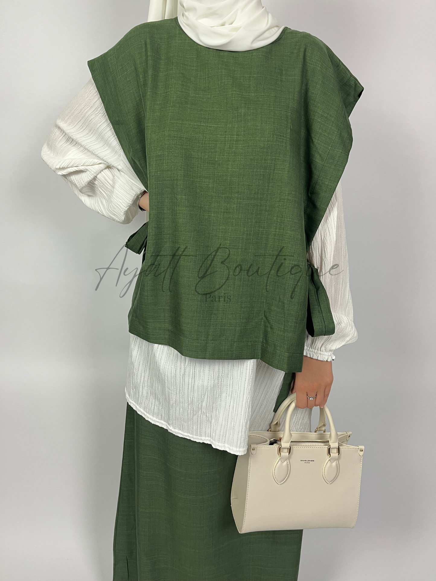 ABAYA 3 PIÈCES YASMINE VERT Ayattboutique