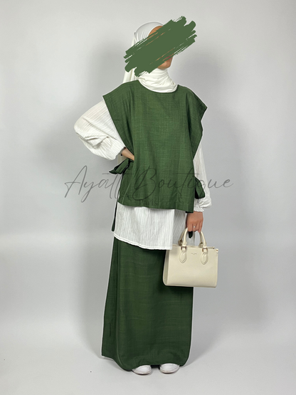 ABAYA 3 PIÈCES YASMINE VERT Ayattboutique