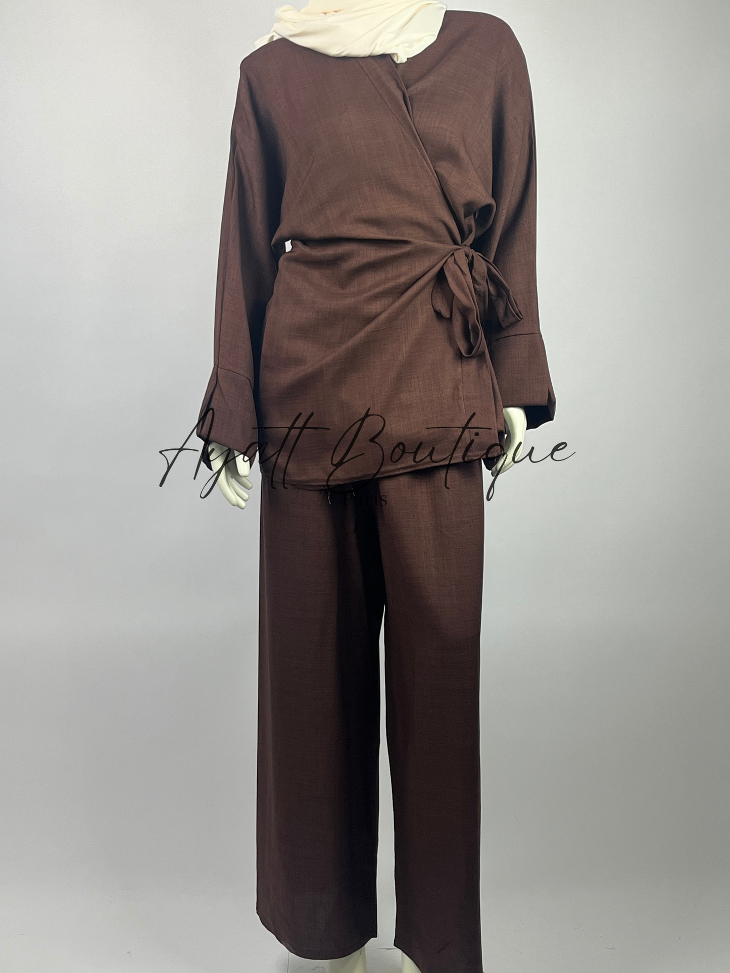 ABAYA 2 PIECES NAWEL MARRON (PANTALON)