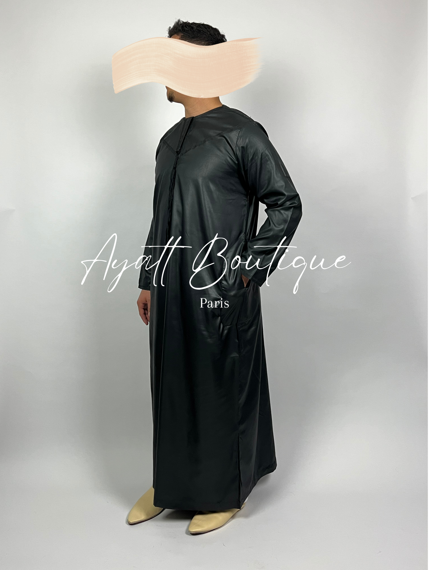 QAMIS KARIM NOIR (AVEC PANTALON) Ayattboutique