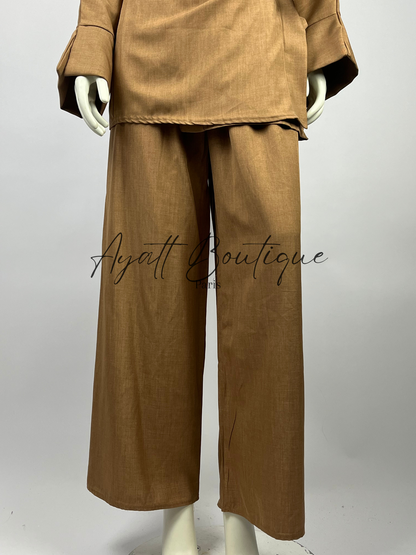 ABAYA 2 PIECES NAWEL CARAMEL (PANTALON)