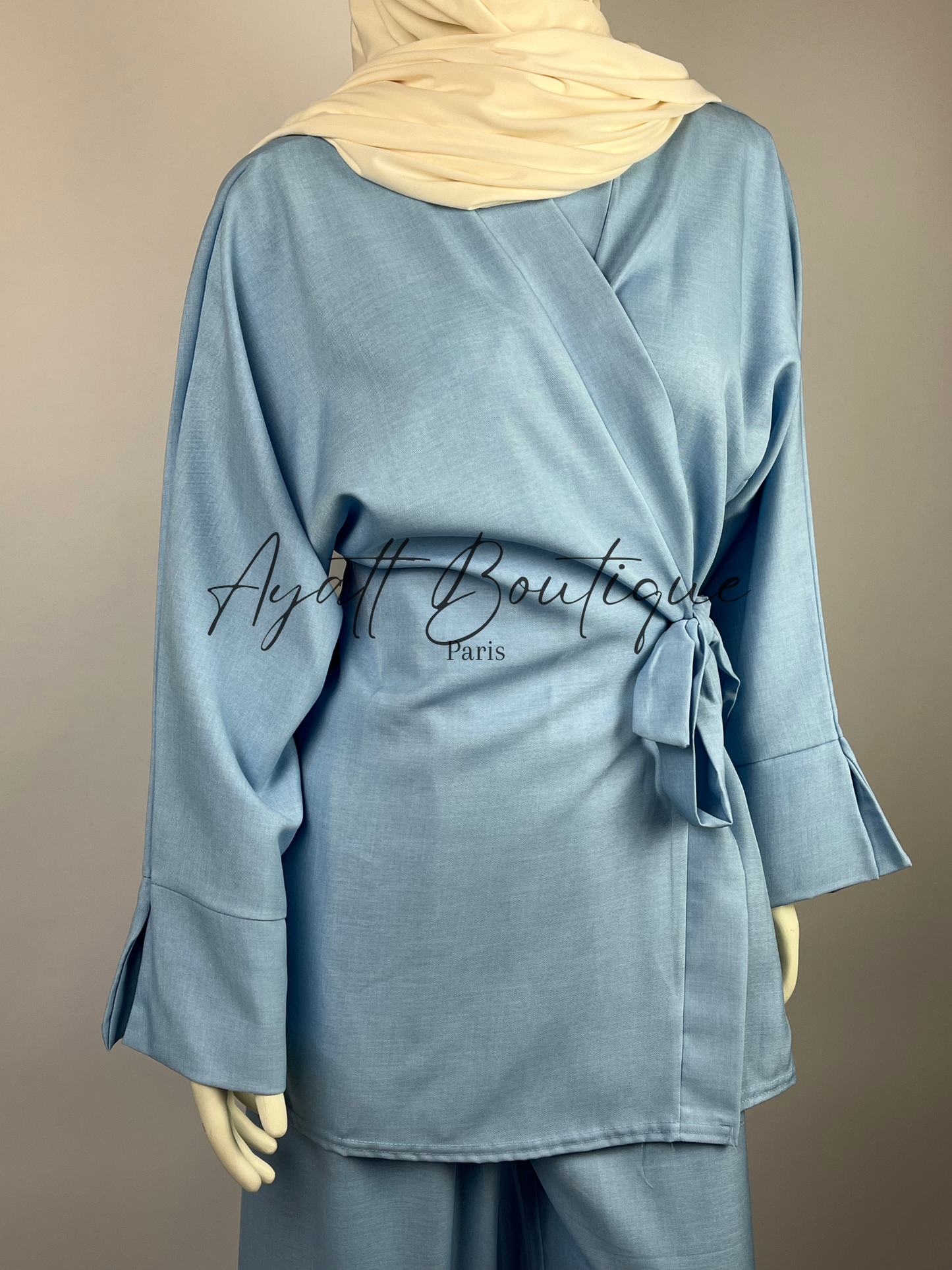 Abaya 2 Pièces Nawel Bleu - Chic et Élégante - Ayattboutique