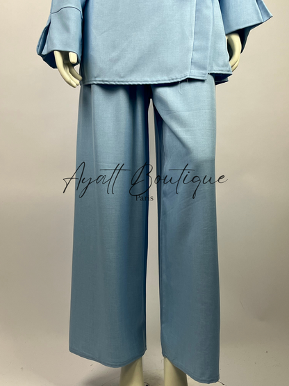 ABAYA 2 PIECES NAWEL BLEU (PANTALON)